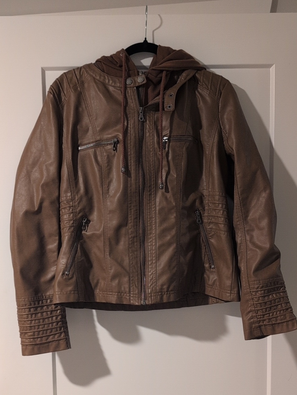 Women's Tan Faux Leather Jacket